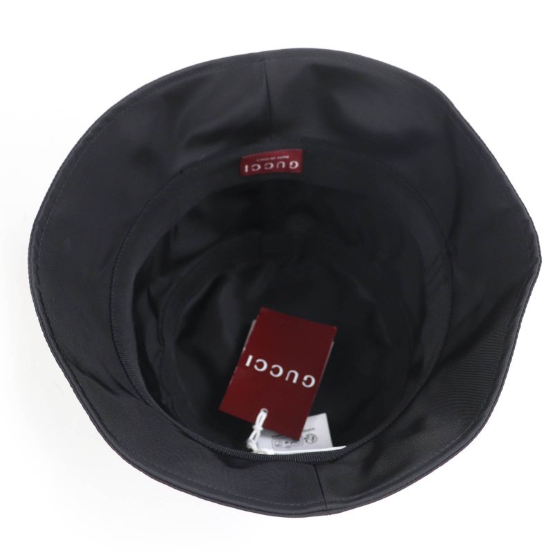 Gucci 25SS 813534 Logo Bucket Hat Black L Storage With Bag Made In Italy