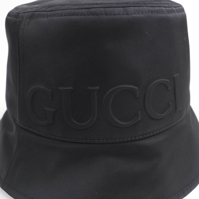 Gucci 25SS 813534 Logo Bucket Hat Black L Storage With Bag Made In Italy