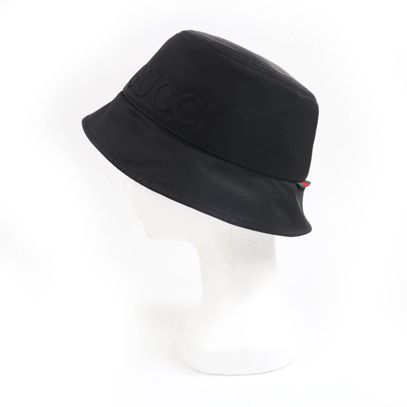 Gucci 25SS 813534 Logo Bucket Hat Black L Storage With Bag Made In Italy