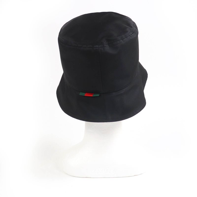 Gucci 25SS 813534 Logo Bucket Hat Black L Storage With Bag Made In Italy
