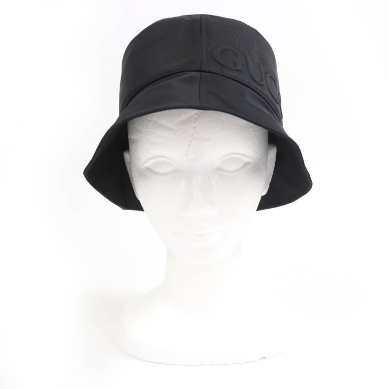 Gucci 25SS 813534 Logo Bucket Hat Black L Storage With Bag Made In Italy