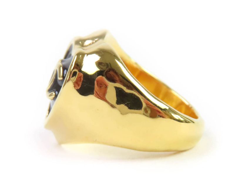 CHANEL L25A Coco Mark Heart Ring - Gold - Black Size Equivalent To Size 11 With