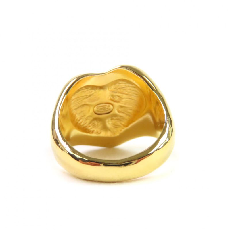 CHANEL L25A Coco Mark Heart Ring - Gold - Black Size Equivalent To Size 11 With