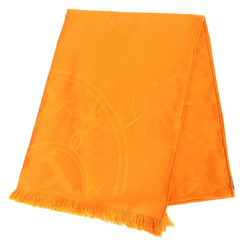 Hermes 262494s New Livris Cashmere Silk Shawl Orange Made In France Women