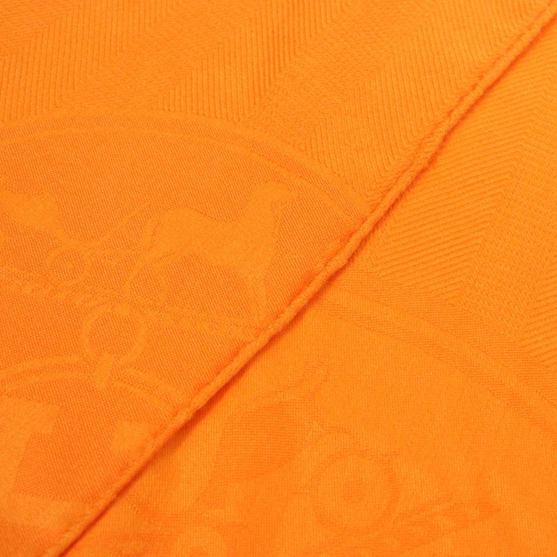 Hermes 262494s New Livris Cashmere Silk Shawl Orange Made In France Women