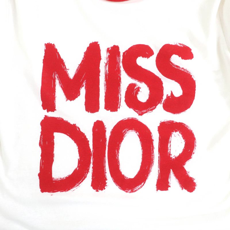 Christian DIOR 453t40a4554 Cotton Linen MISS DIOR Graffiti Crew Neck Short