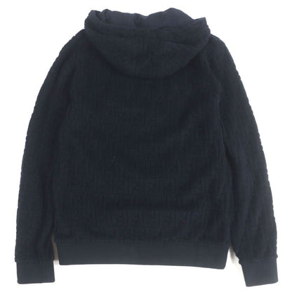  Fendi 2023 Fy0981 FF Logo Zucca Pattern Embossed Pullover Hoodie Black S Made