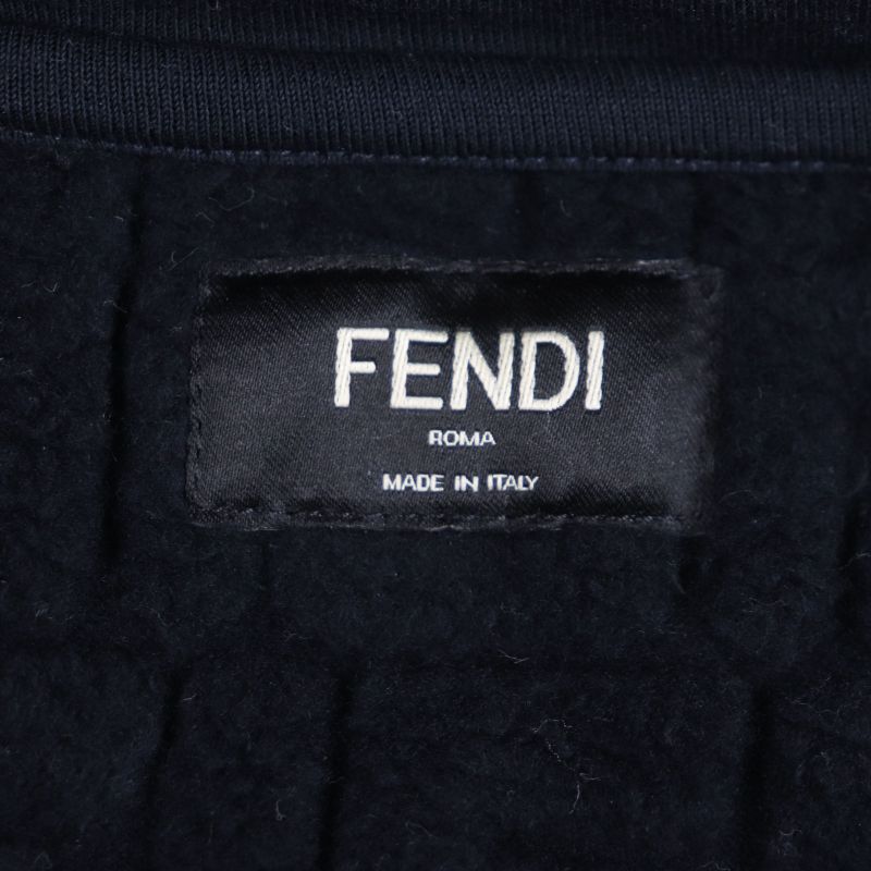  Fendi 2023 Fy0981 FF Logo Zucca Pattern Embossed Pullover Hoodie Black S Made