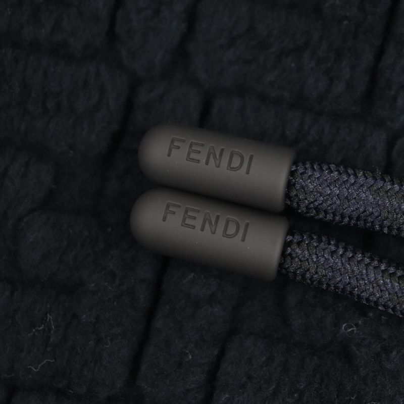  Fendi 2023 Fy0981 FF Logo Zucca Pattern Embossed Pullover Hoodie Black S Made