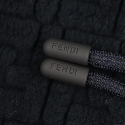  Fendi 2023 Fy0981 FF Logo Zucca Pattern Embossed Pullover Hoodie Black S Made