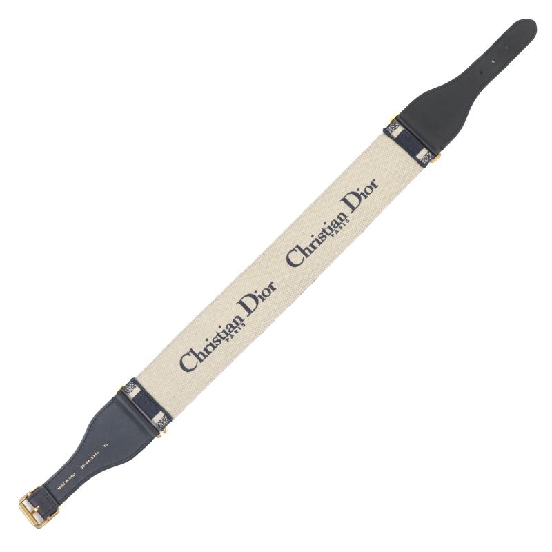 Christian DIOR B0001cbte Canvas Logo Embroidery Leather Combi Belt Storage