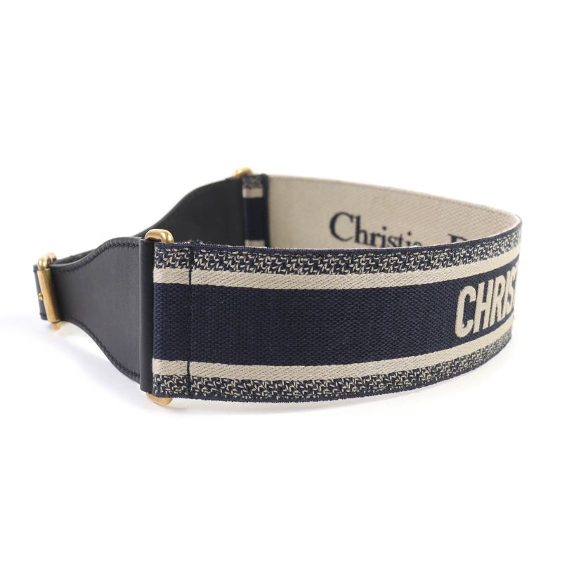 Christian DIOR B0001cbte Canvas Logo Embroidery Leather Combi Belt Storage