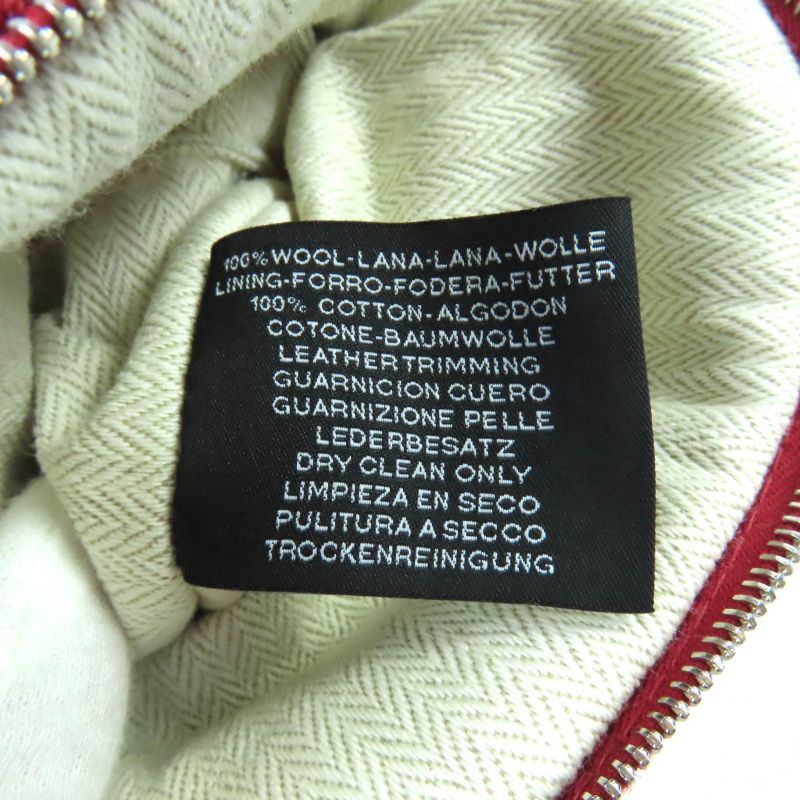 Hermes Bolide Pouch Mini 100% Wool Rouge H Logo Embroidery Leather Use Cosmetic