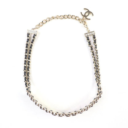 CHANEL B23C Rhinestone Coco Mark Star Choker Black Gold With Box And Storage