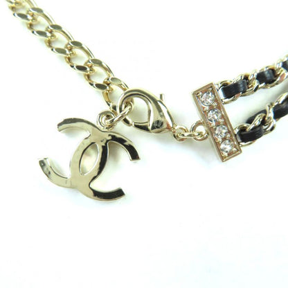 CHANEL B23C Rhinestone Coco Mark Star Choker Black Gold With Box And Storage