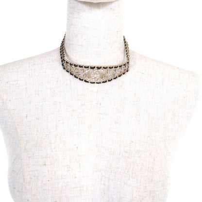 CHANEL B23C Rhinestone Coco Mark Star Choker Black Gold With Box And Storage