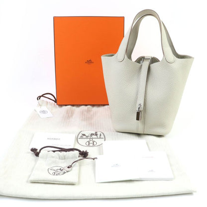 Hermes Picotin Lock PM Taurillon Clemence Beton Silver Hardware Handbag