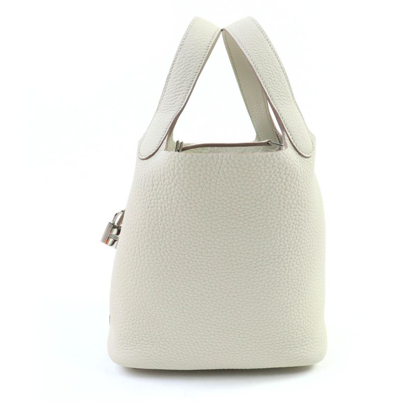 Hermes Picotin Lock PM Taurillon Clemence Beton Silver Hardware Handbag