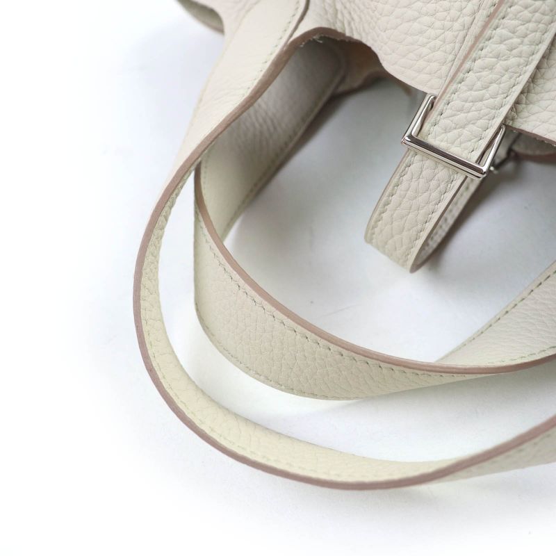 Hermes Picotin Lock PM Taurillon Clemence Beton Silver Hardware Handbag