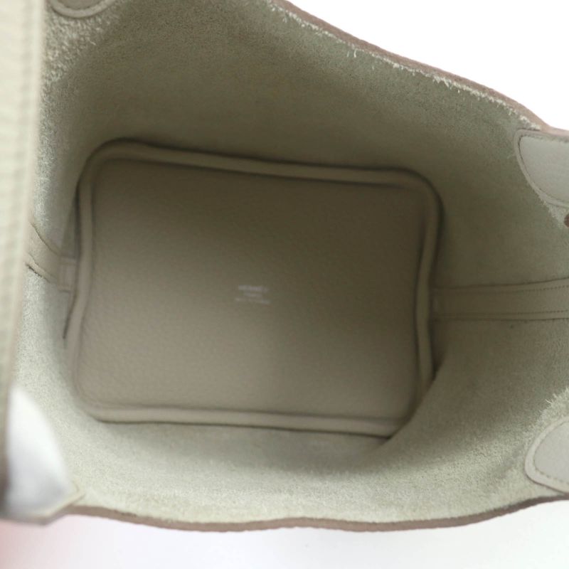 Hermes Picotin Lock PM Taurillon Clemence Beton Silver Hardware Handbag