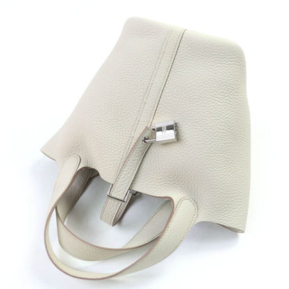 Hermes Picotin Lock PM Taurillon Clemence Beton Silver Hardware Handbag