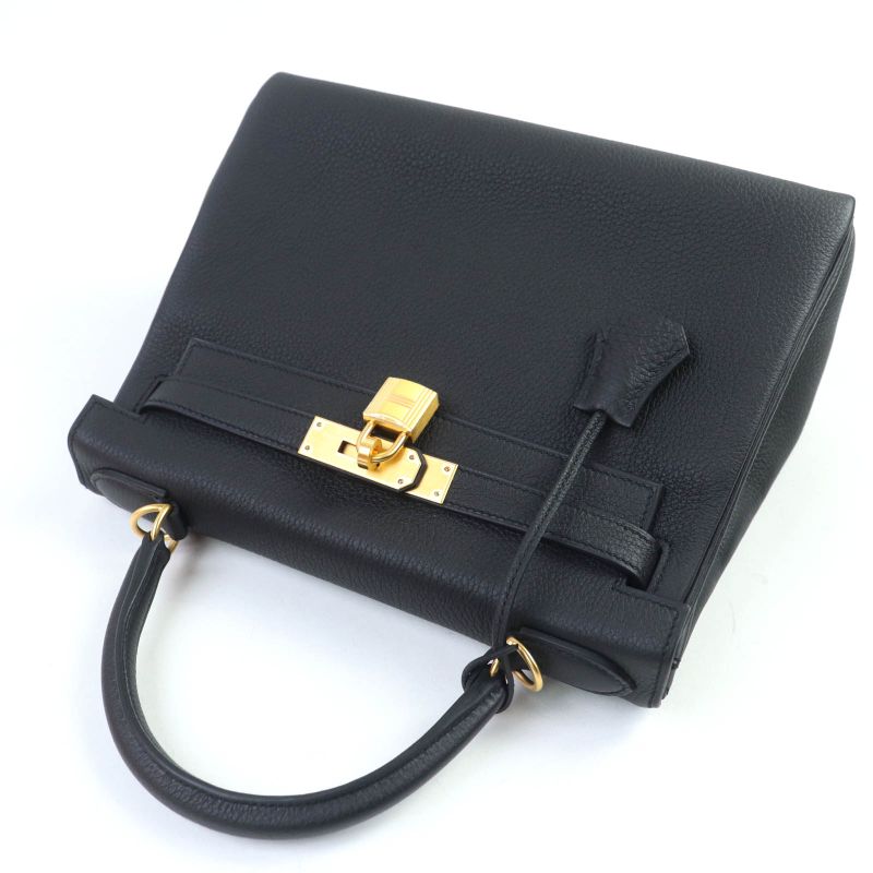 Hermes Kelly 28 Togo Mach Togo Old Hardware Internal Stitching Handbag Black
