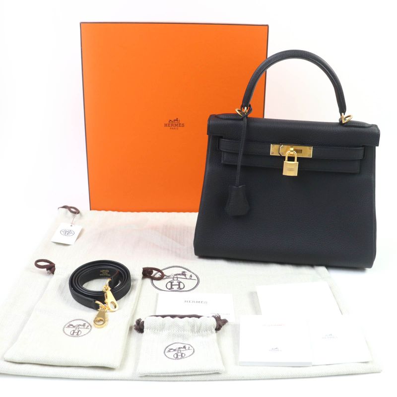Hermes Kelly 28 Togo Mach Togo Old Hardware Internal Stitching Handbag Black
