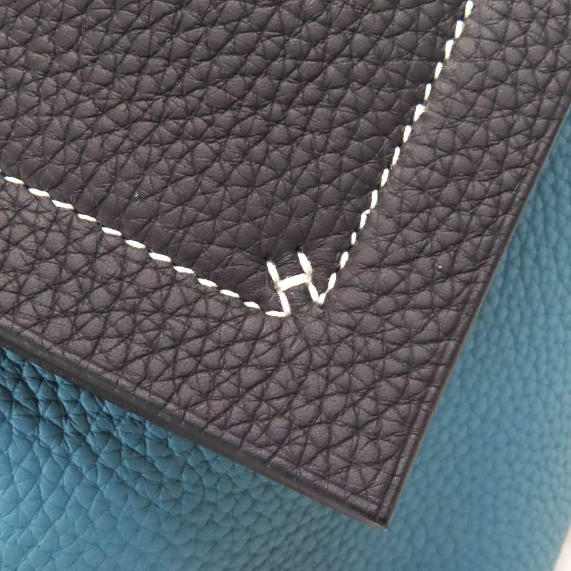 Hermes 082201ca Cabas Serie 31cm (12.20in) Taurillon Clemence New Blue Jean