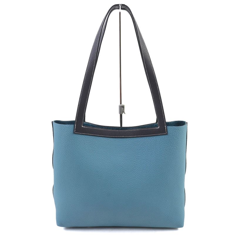 Hermes 082201ca Cabas Serie 31cm (12.20in) Taurillon Clemence New Blue Jean
