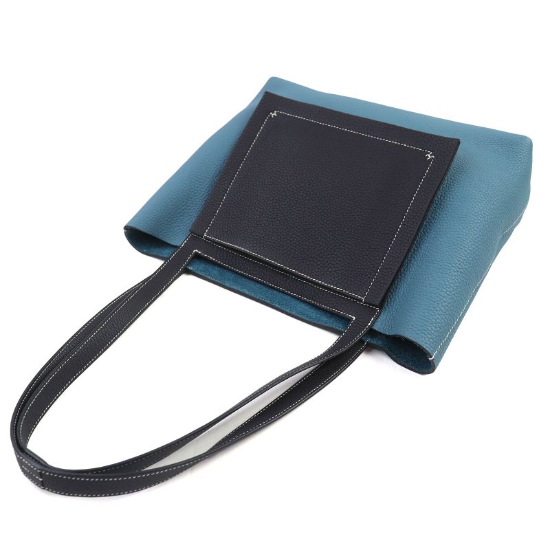 Hermes 082201ca Cabas Serie 31cm (12.20in) Taurillon Clemence New Blue Jean