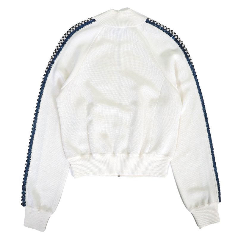 CHANEL 2023 P74166 Coco Mark Logo NO.5 Patch Sequin Embellished Blouson White