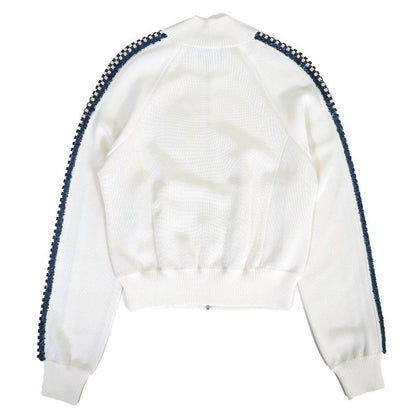 CHANEL 2023 P74166 Coco Mark Logo NO.5 Patch Sequin Embellished Blouson White