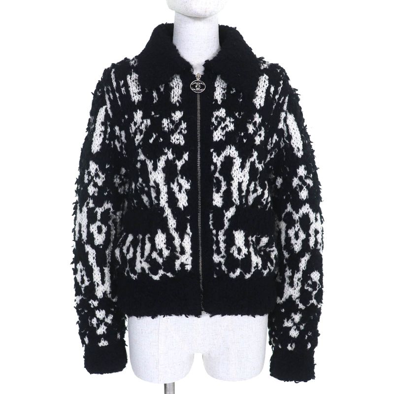 CHANEL P62173 Wool Cashmere Coconage Cocomark Pull Top Knit Blouson Zip Up