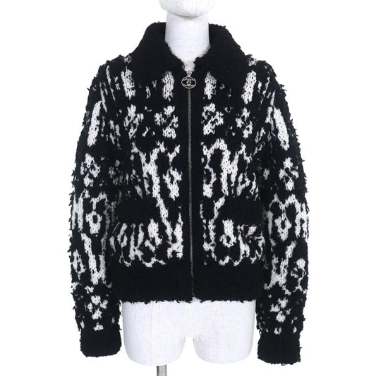 CHANEL P62173 Wool Cashmere Coconage Cocomark Pull Top Knit Blouson Zip Up