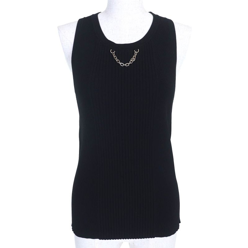 Louis Vuitton 22SS LV Chain Crewneck Ribbed Knit Tank Top Black S Made In Italy