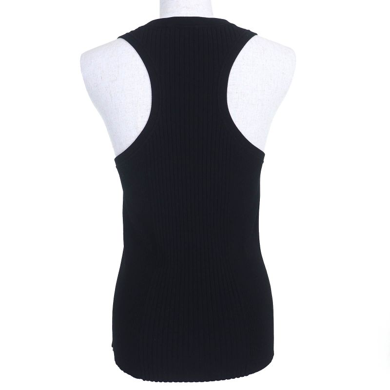 Louis Vuitton 22SS LV Chain Crewneck Ribbed Knit Tank Top Black S Made In Italy