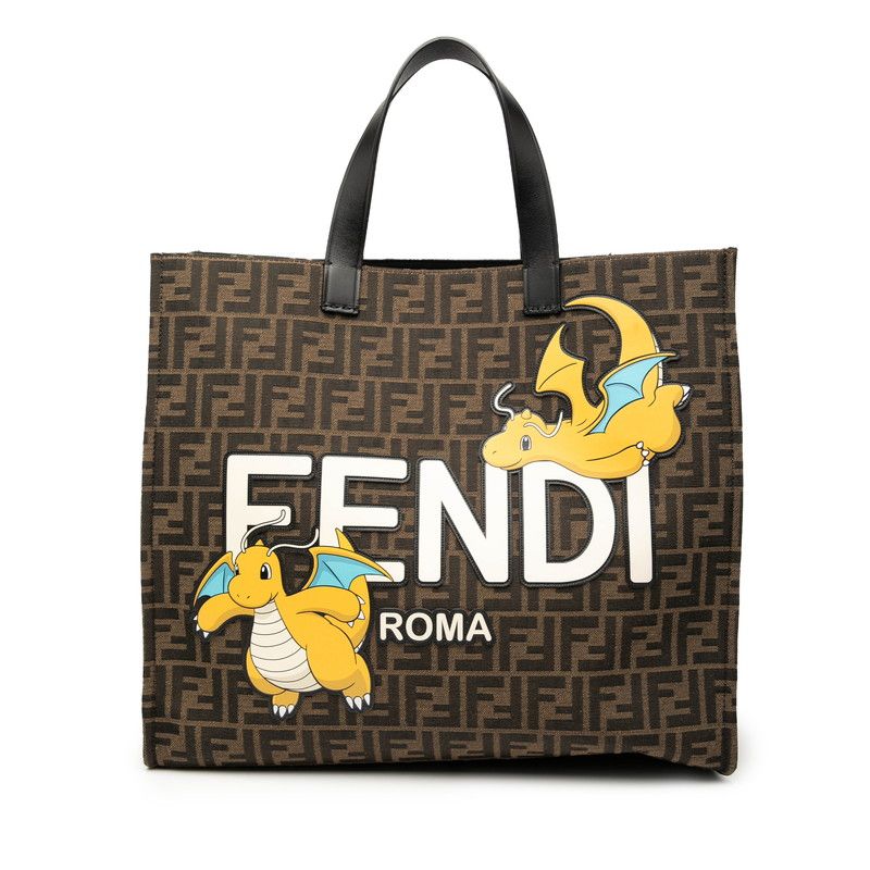 Fendi X Fragment X Pokémon Zucca Kailu Tote Bag Shoulder Bag 2WAY 8bh357 Brown