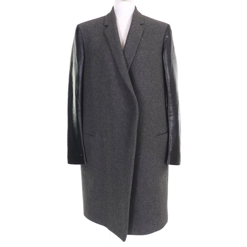 Celine 28c302914 100% Wool Phoebe Philo Sleeve Lamb Leather Switched Crombie