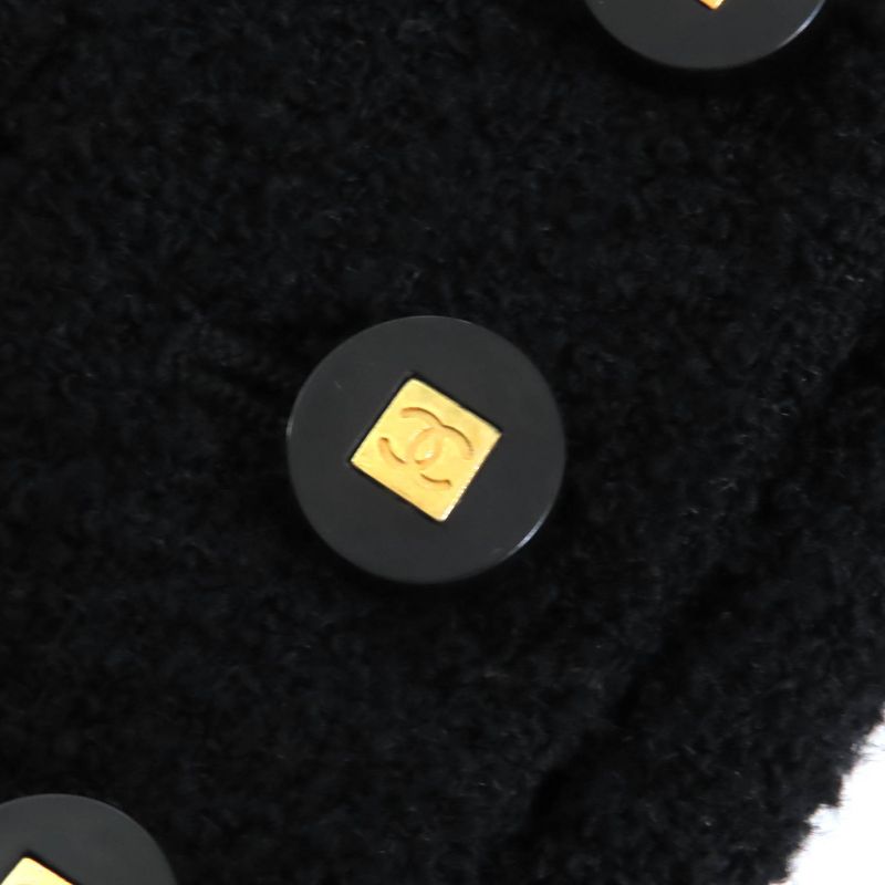 CHANEL Vintage 96A P08101 Wool Tweed Short Jacket With Coco Mark Button Belt