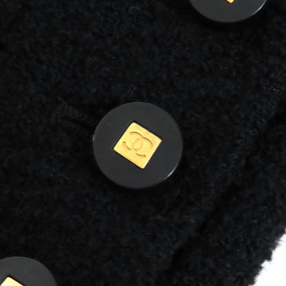 CHANEL Vintage 96A P08101 Wool Tweed Short Jacket With Coco Mark Button Belt