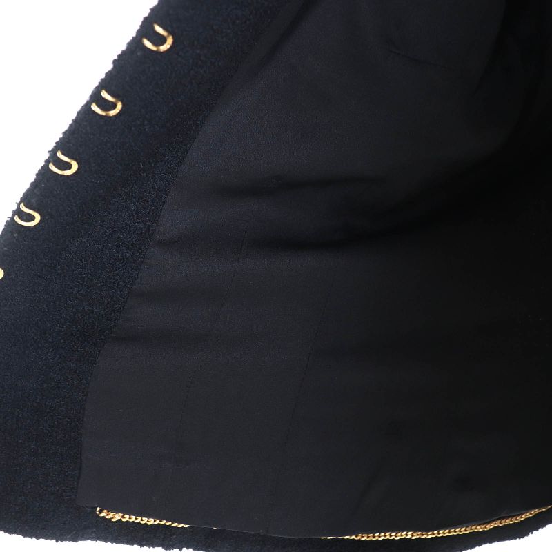 CHANEL Vintage 96A P08101 Wool Tweed Short Jacket With Coco Mark Button Belt