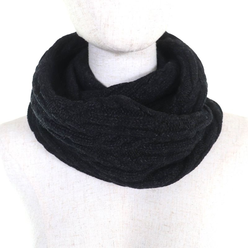 Hermes Wool Cashmere Silk Knit Snood Neck Warmer Collar Wrap Dark Gray Made In