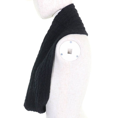 Hermes Wool Cashmere Silk Knit Snood Neck Warmer Collar Wrap Dark Gray Made In