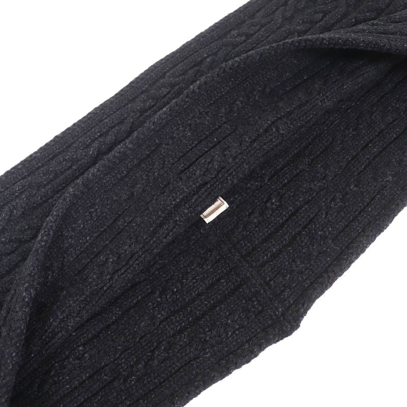 Hermes Wool Cashmere Silk Knit Snood Neck Warmer Collar Wrap Dark Gray Made In