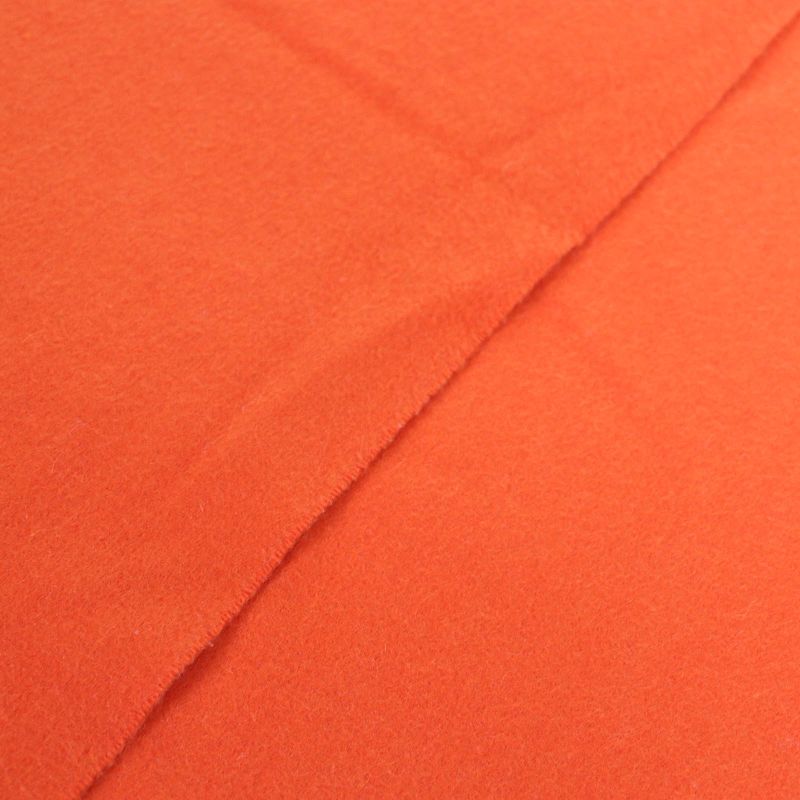 Hermes 100% Cashmere Logo Embroidery Fringe Large Shawl Scarf Orange Made In