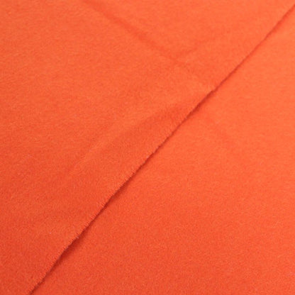 Hermes 100% Cashmere Logo Embroidery Fringe Large Shawl Scarf Orange Made In