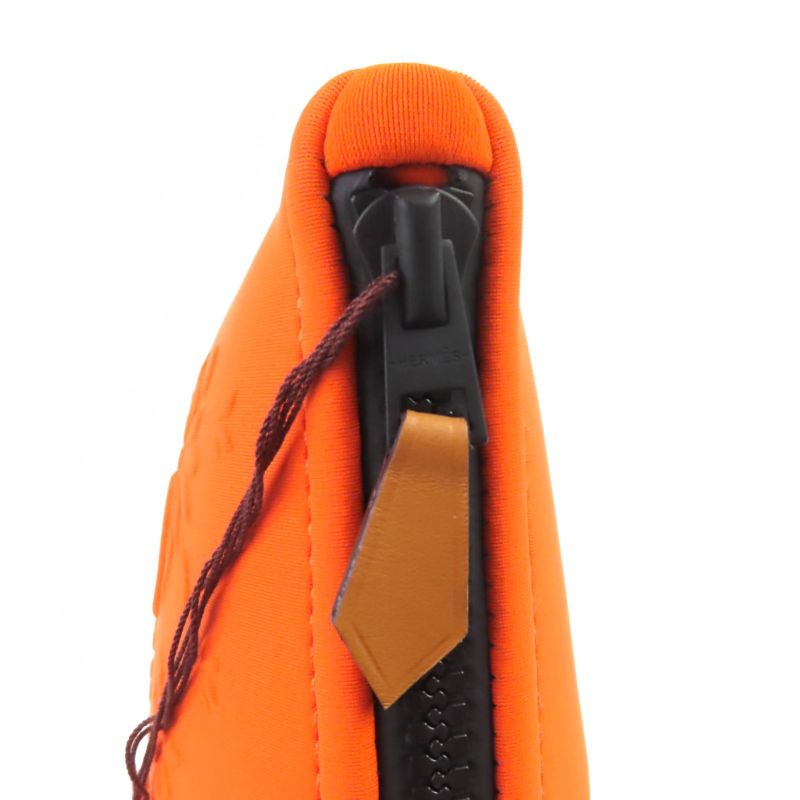 Hermes Trousse Flat Neobain MM Black Hardware Logoed Cat Design Leather ZIP