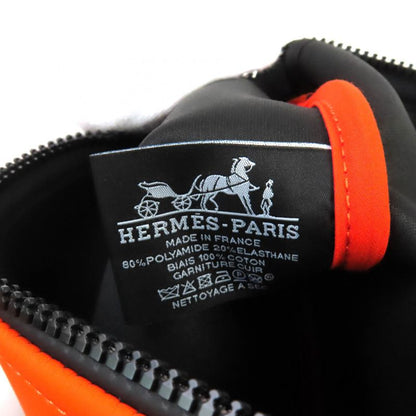 Hermes Trousse Flat Neobain MM Black Hardware Logoed Cat Design Leather ZIP