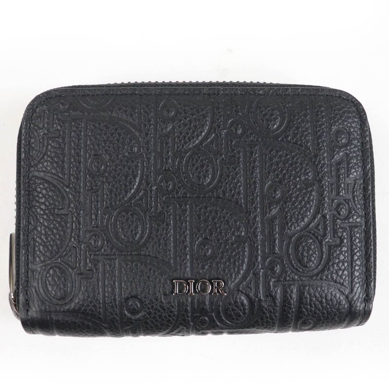 DIOR 2esbc316flg Zip Coin Case Gravity Leather Coin Case Black With Box And