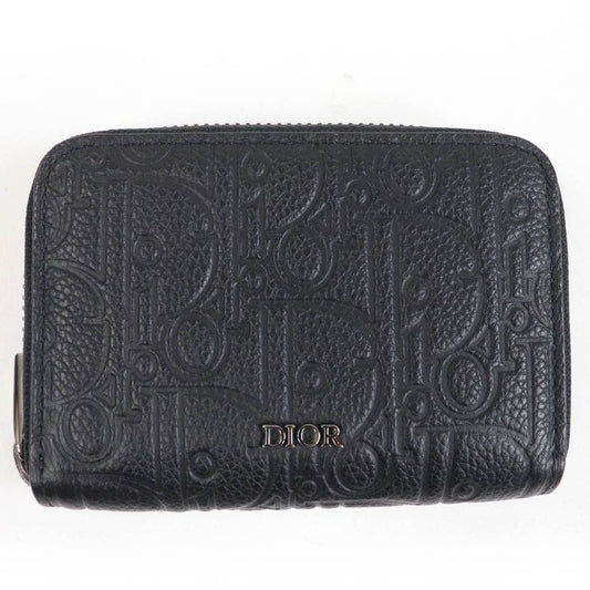 DIOR 2esbc316flg Zip Coin Case Gravity Leather Coin Case Black With Box And